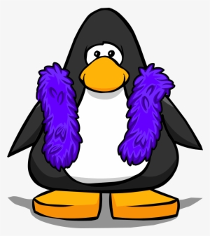 Purple Feather Boa Player Card - Club Penguin Penguin
