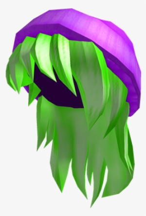 Purple Beanie With Neon Green Hair - Cute Roblox Girl Hair
