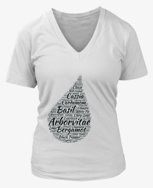 Essential Oil Drop Word Cloud V Neck T Shirt