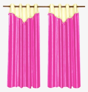 Ivory And Pink Curtain With Flap 2 Pcs Set - Curtain