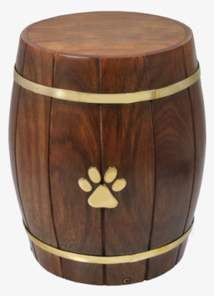 Alternate View Of Paw Print Wood Barrel Pet Urn - Barrel Wood