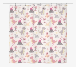 Pink Dinosaur Shower Curtain - Patchwork