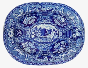 Dark Blue Staffordshire Platter - Microscope