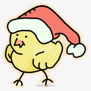 Santa's Helper Royalty Free Vector Clip Art Illustration - Chickens With Christmas Hat