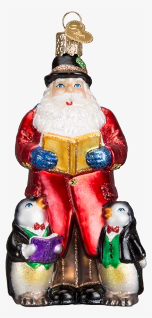 Old Word Christmas Carolling Santa Glass Ornament - Christmas Ornament