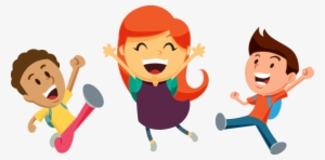 Three Kids Cheering - Children Cheering Clipart