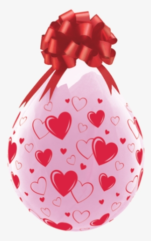18" Redondo, Diamante Transparente Con Corazones Rojos - Stuffing Balloon