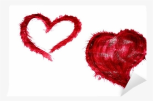 Fotomural Dos Corazones Rojos Dibujados - Canvas