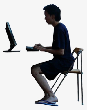 Imagenatives 0007 Sitting Computer Cutout - People Sitting At Computer