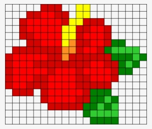 Red Hibiscus Flower Perler Bead Pattern / Bead Sprite - Pixel Art Champignon France