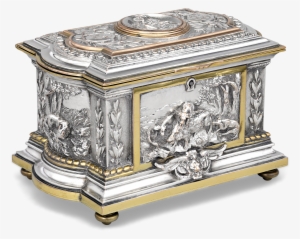 Swiss Silvered Bronze Musical Jewelry Box - Jewelry Box