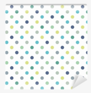 Colorful Polka Dots Vector White Seamless Background - Light Blue Polka Dots Background