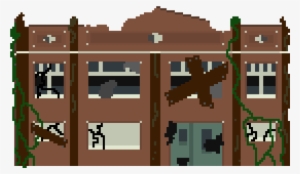 Warehouse Broken Down - Broken Building Pixel Art