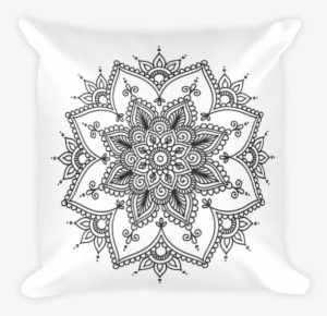 Blsck Henna Design Square Pillow - Brown Mandala