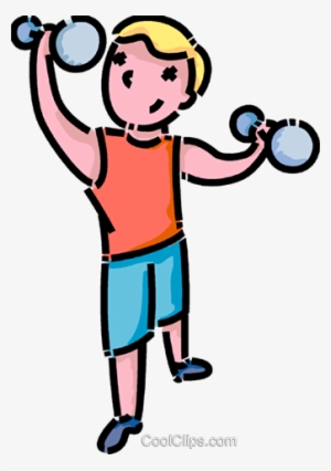 Boy Lifting Weights Royalty Free Vector Clip Art Illustration
