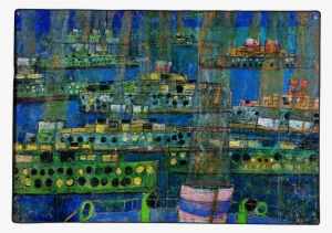 Watercolour And Charcoal On Primed, Crumpled Wrapping - Painting