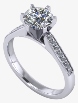 Anillo De Compromiso Para Diamante Central Redondo - Engagement Ring