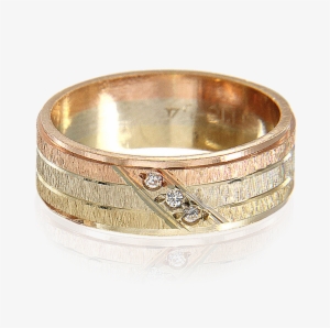Argolla De Tres Oros Con 3 Circonias Diagonales - Anillos De Matrimonio Tres Oros
