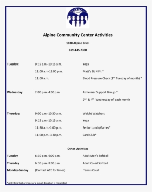 Acc Activities 2017 January - Alpine Community Network