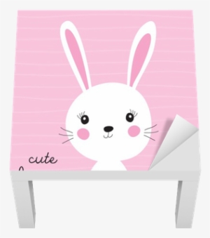 Cute Bunny Vector Illustration Lack Table Veneer • - Domestic Rabbit