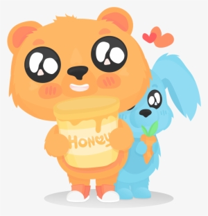 Illustrator Vector Illustration Bear And Bunny Rabbit - Cartoon