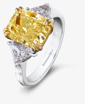 25 Fancy Yellow Diamond Ring With Trilliant Cut - Radiant Cut Fancy Yellow Diamond Ring