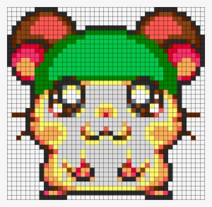 Cappy Perler Bead Pattern / Bead Sprite - Cute Hamtaro Pixel Art