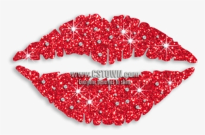 Red Lips & Kiss Iron-on Glitter Rhinestone Transfer - International Kissing Day 2018