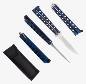 Heavy Duty Blue Splatter Drop Point Dual Flip Side - Knife