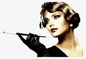 Classy Model Png Banner Stock - Woman Smoking Long Cigarettes