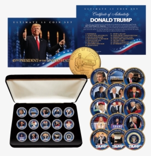 Donald Trump 15-coin Colorized 24k Gold Plated Washington