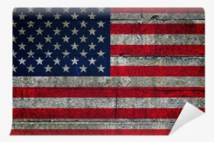 Usa Flag On Grunge Background Wall Mural • Pixers® - Vintage American Flag Heart