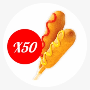Corn Dog Servings X50 - Hot Dog On A Stick Png
