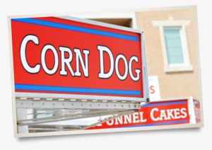 Corn Dog Vendor Sign With Funnel Cakes Sign In Background - Signage