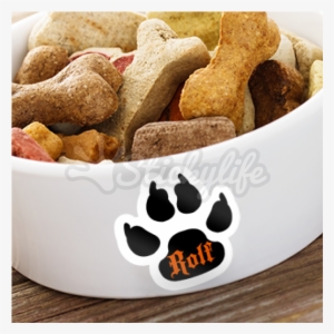 Dog Print Decal - Dog Biscuits In A Bowl
