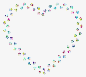 Dog Cat Paw Rubber Stamp Footprint - Paw Print Heart Border