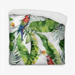 Seamless Watercolor Illustration Of Tropical Leaves, - Watercolor Painting