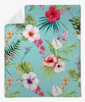 Watercolor Tropical Floral Pattern Plush Blanket • - Jayjun Anti-dust Whitening Mask 10 Pcs