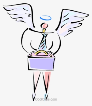 Man With Angel Wings Royalty Free Vector Clip Art Illustration - Snow Job Idiom