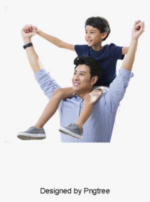 Happy Father And Child, Ocean Beach, Father, Father - Son