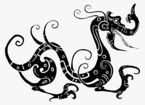 Chinese Dragon Silhouette, Swirl Dragon Silhouette - Black And White Dragon Frame