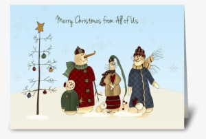Snowmen Group, Winter Scene Greeting Card - Christmas Card