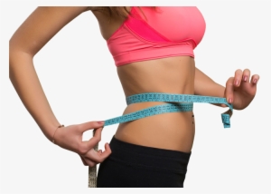 Slim Young Woman Measuring Her Thin Waist With A Tape - Woman Measuring Waist Png