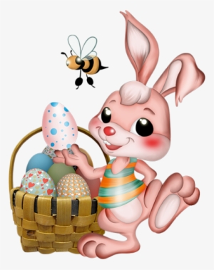 Silly Bunny And Easter Egg Basket - Easter Bunny With Clear Background