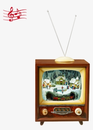 Nostalgic Television "winter Scene With Train\ - Spieluhr Tv Led Nostalgisch Weihnachten
