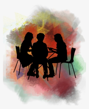 Superbly Equipped And Stylish Indoor Setting - People Sat Talking Silhouette