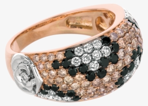 Ring 18k Rose Gold Paw Print Style With Cappucino, - Gold
