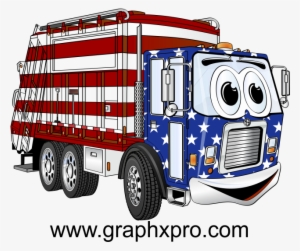 Red White Blue Garbage Truck Cartoon - Garbage Truck Cartoon