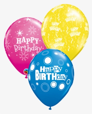 3 Birthday Latex Balloons - Qualatex 11 Inch Blue Latex Balloon - Birthday Sparkle
