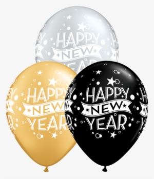 11" New Year Confetti Dots Assorted Latex Balloons - Happy New Year Black Latex Balloons 6s